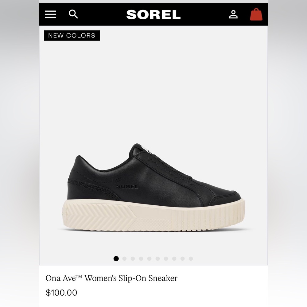 Sorel Black Leather Slip-On Shoes with Cream Sole - Picture 5 of 14
